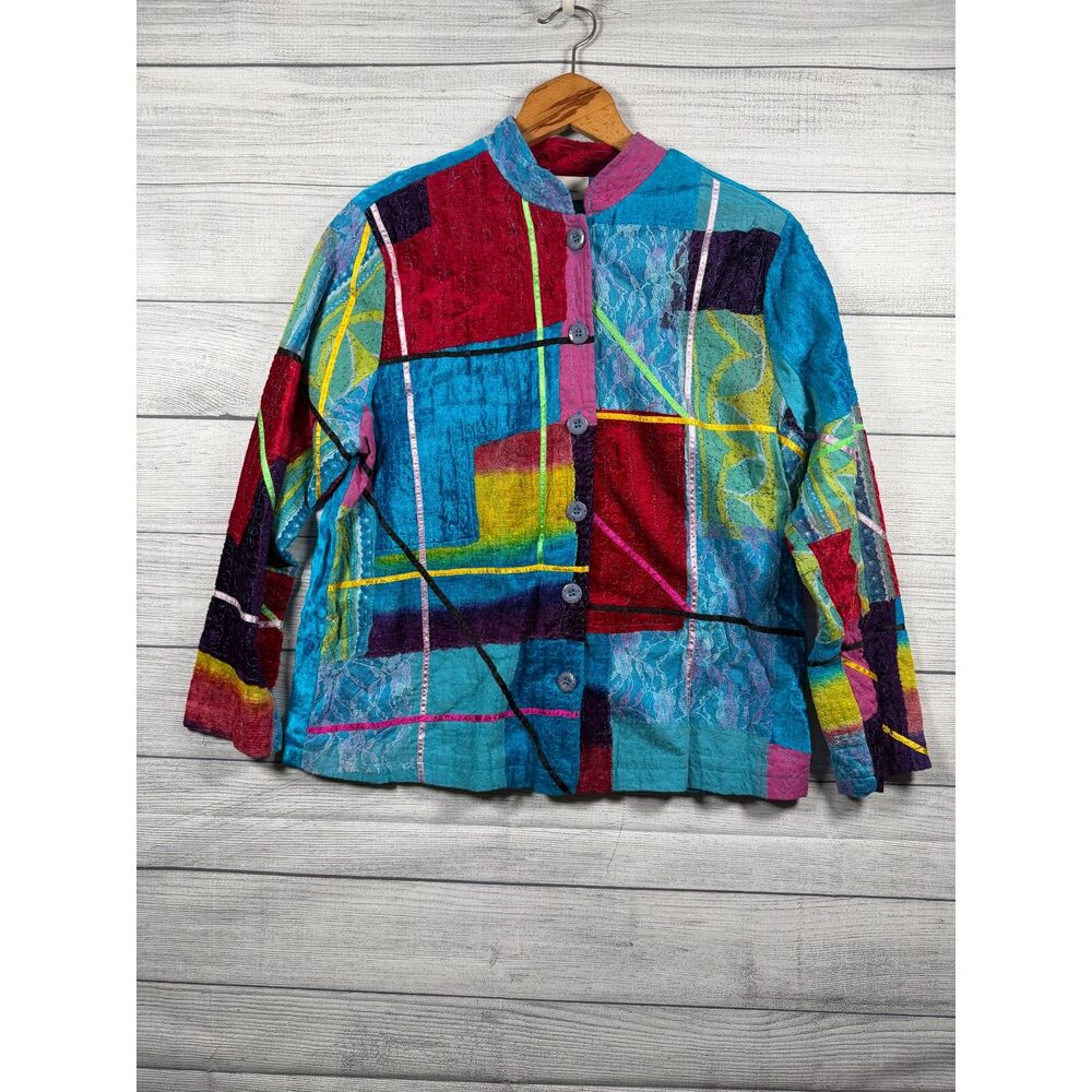 Vintage Parisian Works Women's M Patchwork Velvet Lace Wearable Art Jacket 1350